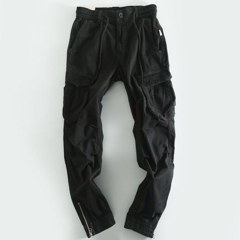 Men s Dark Multi-Pocket Outdoor Casual Cargo Pants Black EUR34