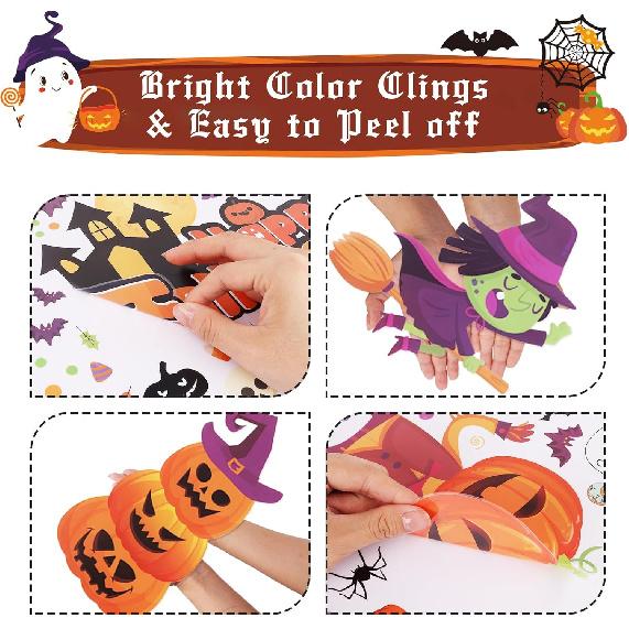 Halloween-Dekorationen 743 STÜCK Halloween-Fenstersticker, 10 Bögen Niedliche Halloween-Fensterdekorationen, Große Halloween-Fensteraufkleber Doppelseitig