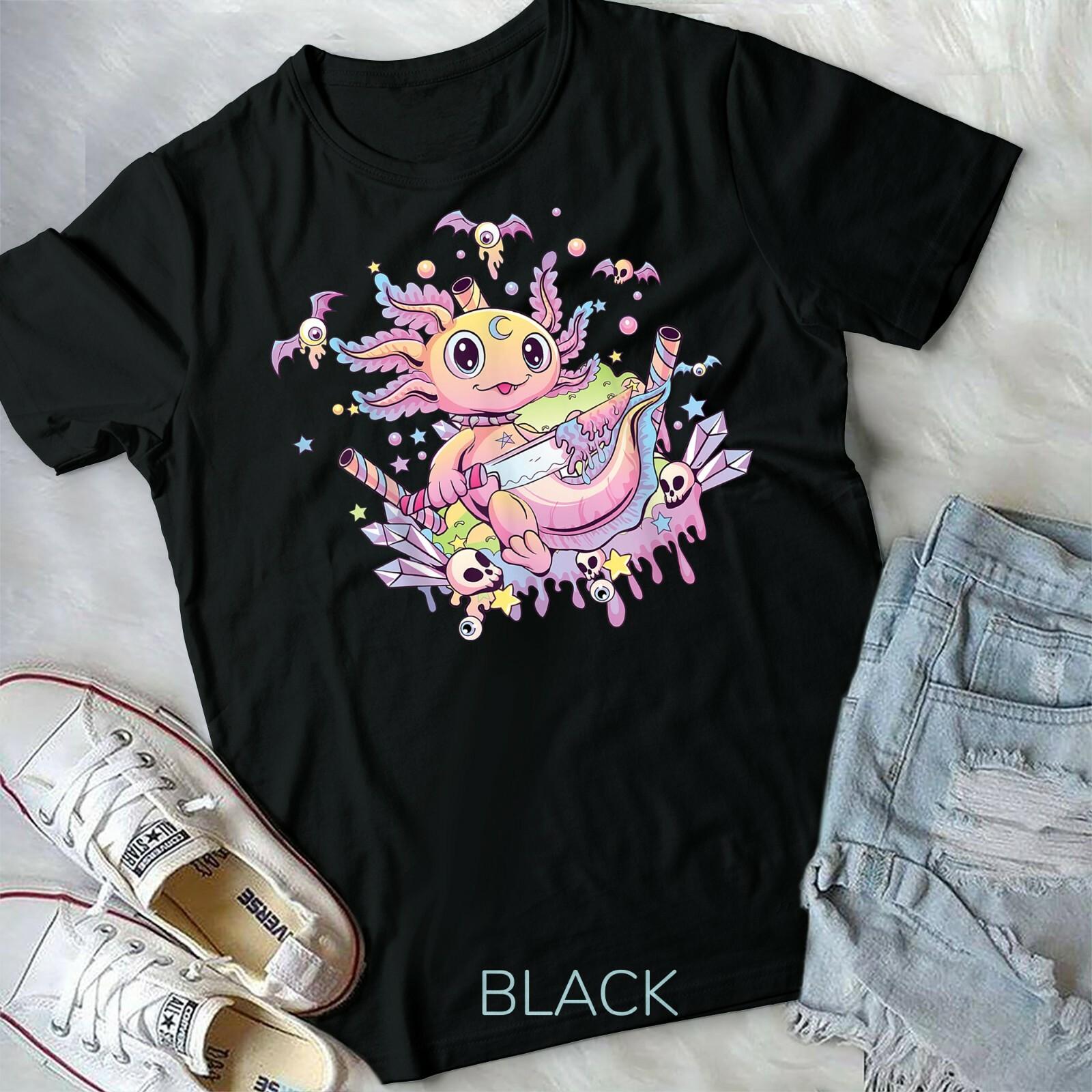 Pastel Goth Cute Creepy Axolotl Gothic Kawaii Menhera Wiccan Unisex Form T-shirt XL