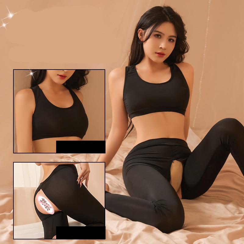 Sexy Lingerie Porn Woman Open Range Sports Pants No Need To Take Off Couple Flirting Yoga Pants Prostitute Sexy Costume Cosplay