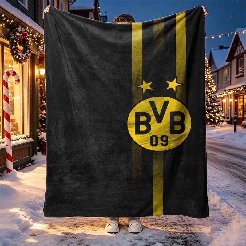 Borussia Dortmund Pattern Blanket for Home Decoration, Bed, Sofa, Car Travel, Camping, Suitable for All Seasons, Birthday Christmas Gift