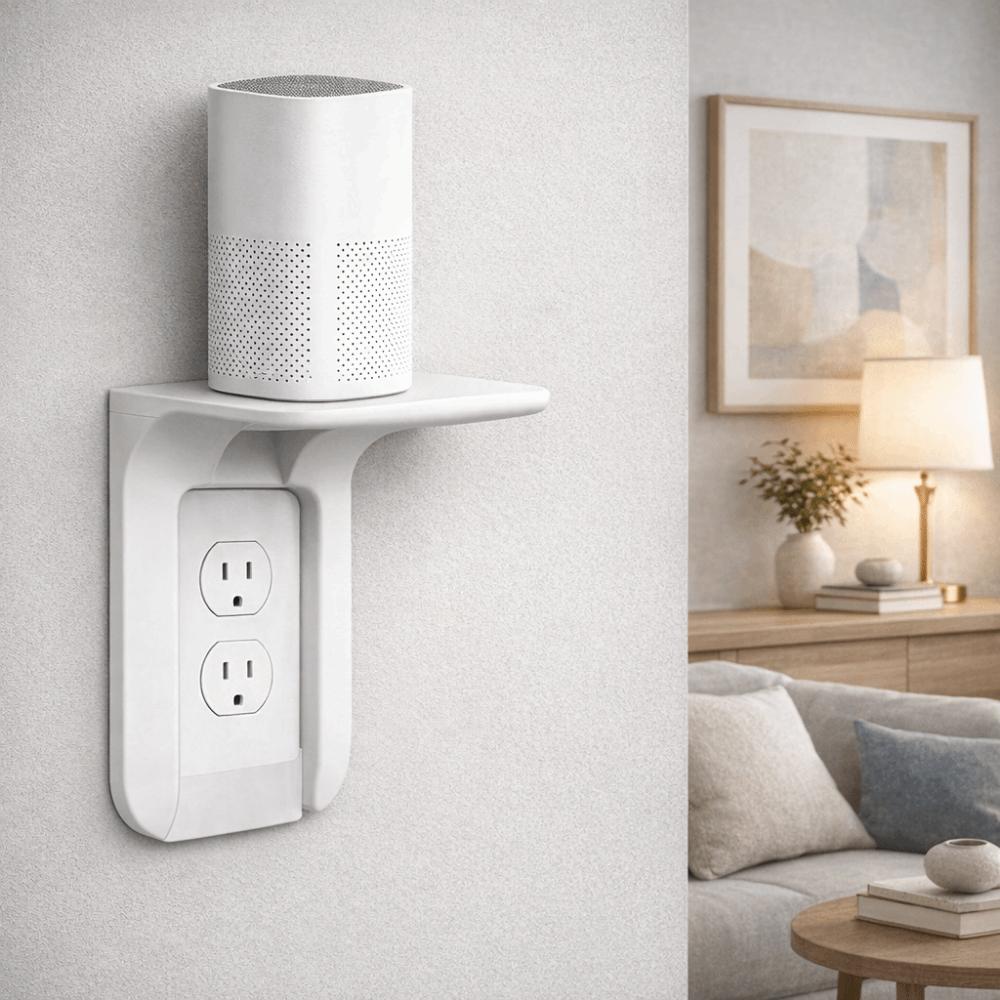 2PCS No Drilling Socket Holder Wall Mounted USB Rack Convenient Wall Outlet Shelf  Office