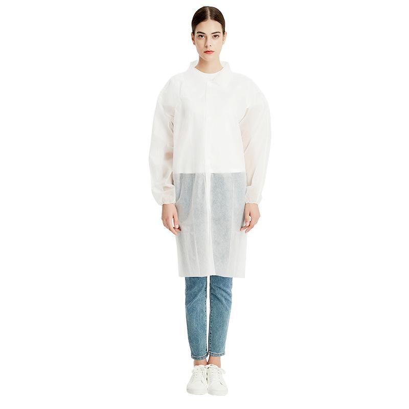 Disposable Dustproof Non-Woven Lab Coat - Thickened White Cleanroom Suit for Food Workshop Visits