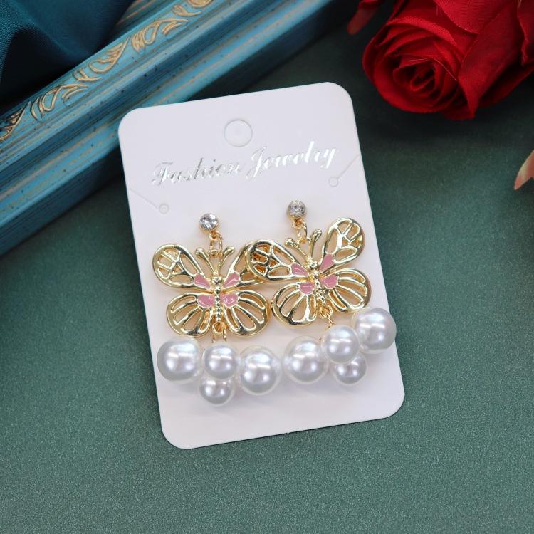 National Style Celebrity Light Luxury Pearl Stud Earrings Women's Versatile Retro Long Fringed Earrings Baroque Temperament Elegant Earrings