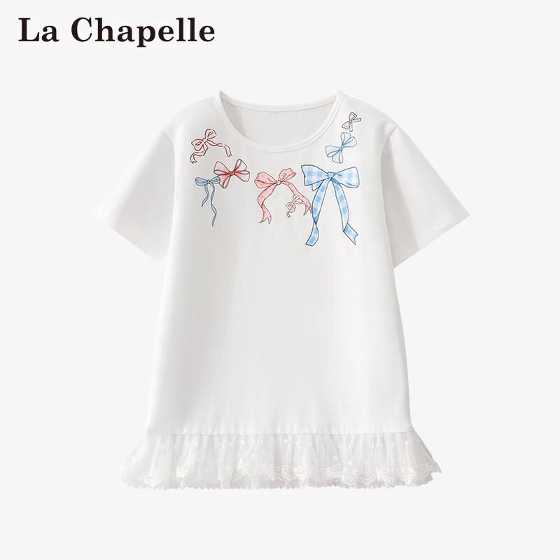 La Chapelle Girls' Sweet Mesh Hem Short Sleeve T-Shirt