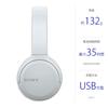 Sony Wireless Headphones WH-CH510 / Bluetooth / AAC Compatible / Up To 35 Hours of Continuous Playback / 2019 Model / with Mic / White WH-CH510 W