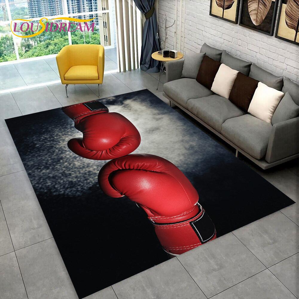Rękawice bokserskie 3D Bokser Walka Dywan duży, Dywan do salonu sypialni sofa wycieraczka dekoracja, mata podłogowa antypoślizgowa dla dzieci