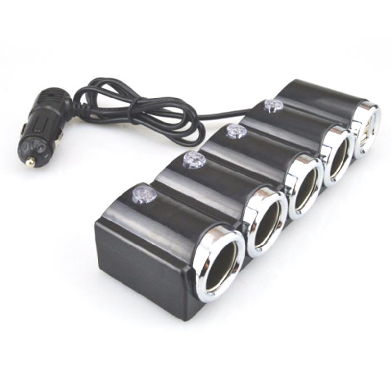 4v1 Dvojitá USB Vícezásuvka Autozapalovač Rozbočovač Zástrčka Adaptér Nabíječka