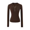 Women's American Spicy Girl Slim-Fit Henley Collar Long-Sleeve T-Shirt - Versatile Base Layer Top, 2026