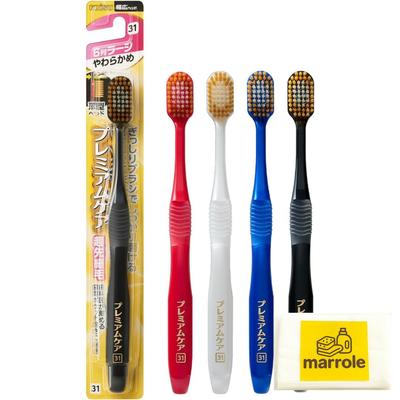 [12-Piece Set] Premium Care Toothbrush, 6-Row Large, Soft (Random Color) (31) with Bonus