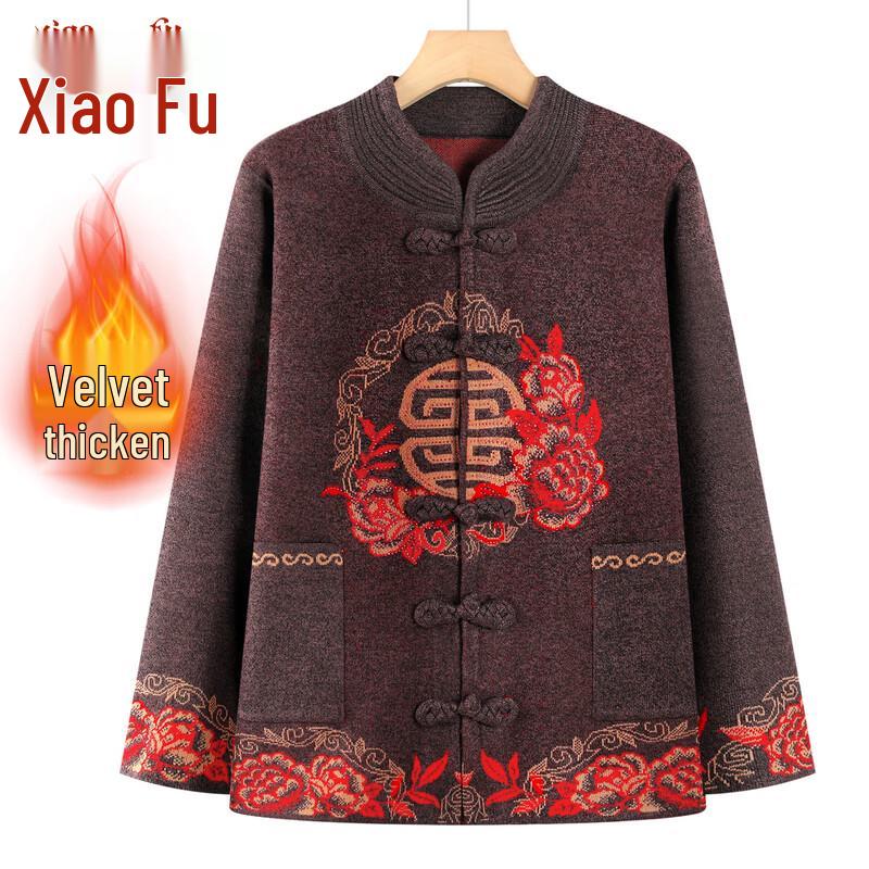Women s Autumn Knitted Cardigan for Mid-Aged & Elderly 4XL