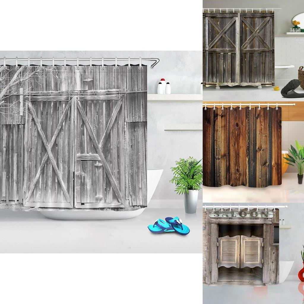 Waterproof Mildewproof 3d Print Rustic Wood Shower Curtain Set Ideal For Any Bathroom