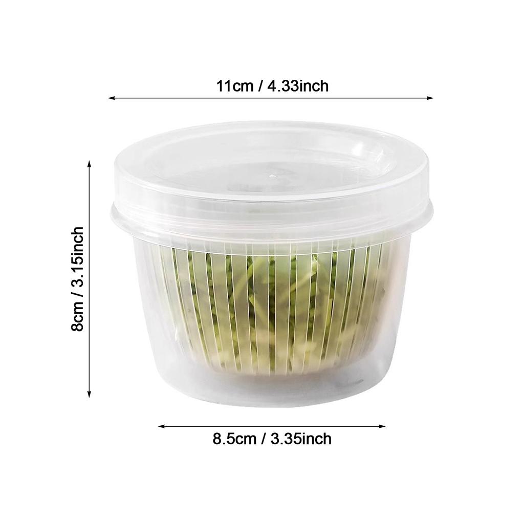 Refrigerator Freshness Box Portable Round Transparent Draining Double Layer Freshness Box Home Ginger Garlic Onion Storage Box