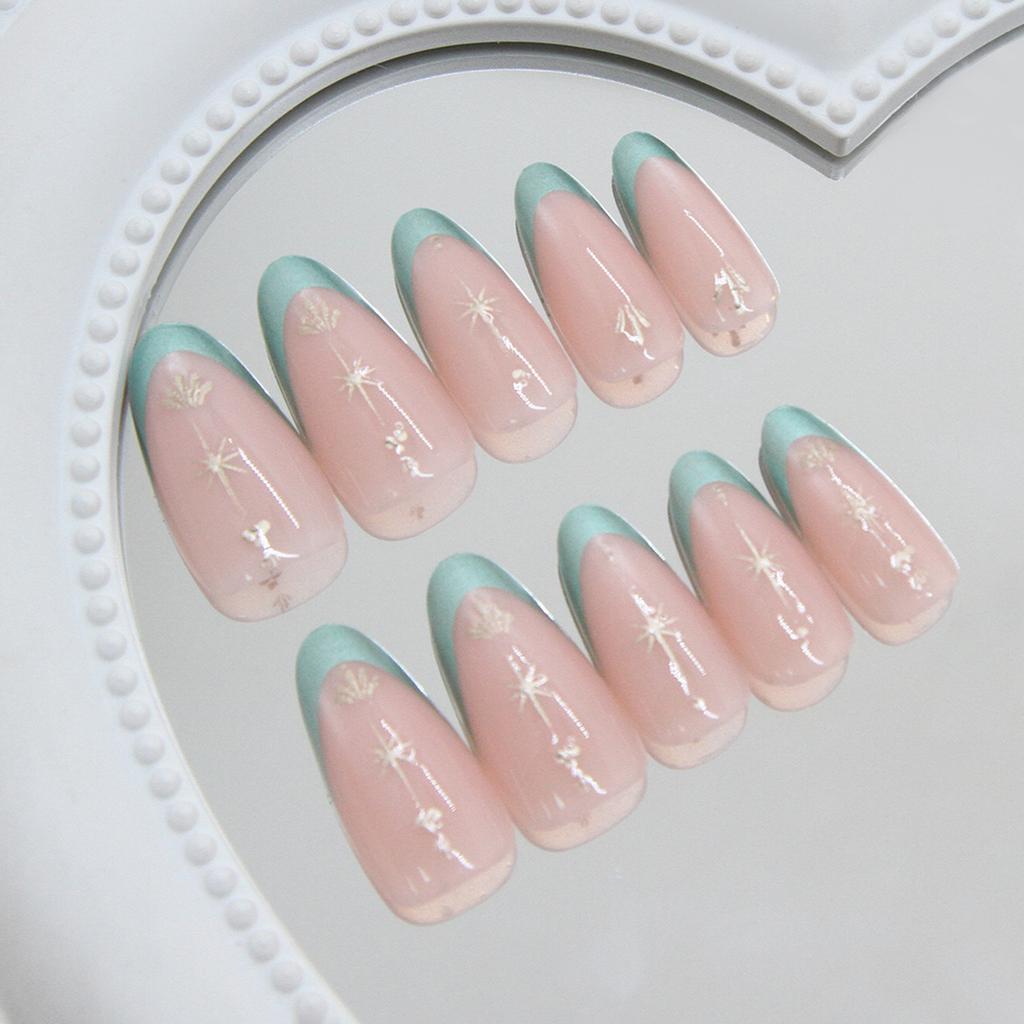 30pcs Almond Press On Nails Long Lasting Use Reusable Resin Fake Nails for Fingernail DIY Decoration