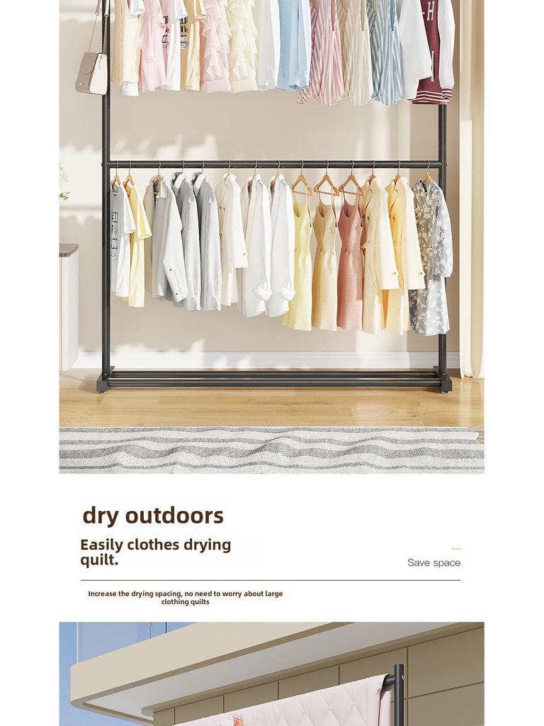Space-Saving Dual-Layer Clothes Hanger & Drying Rack for Bedroom