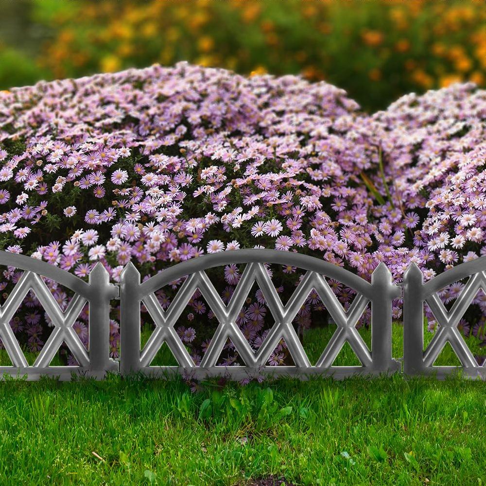 Palisade garden fence graphite border set of 12 pieces 50x30 cm