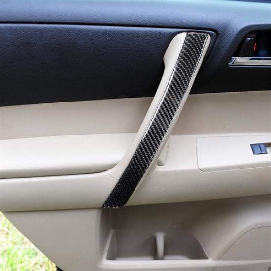 4Pcs Carbon Fiber Interior Door Pull Cover Trim For Toyota Highlander 2008-2013
