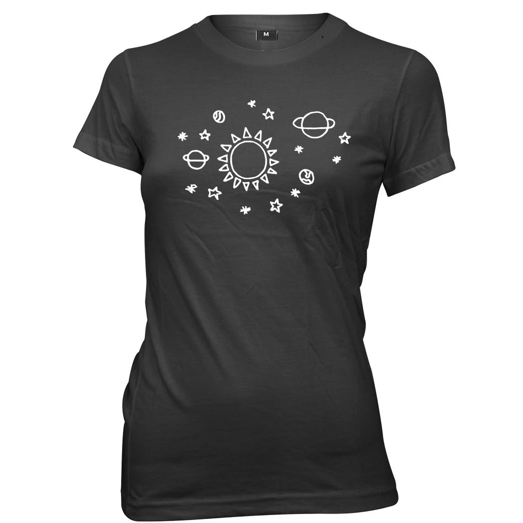 Space Pattern Solar System Womens Ladies Funny Slogan T-Shirt L