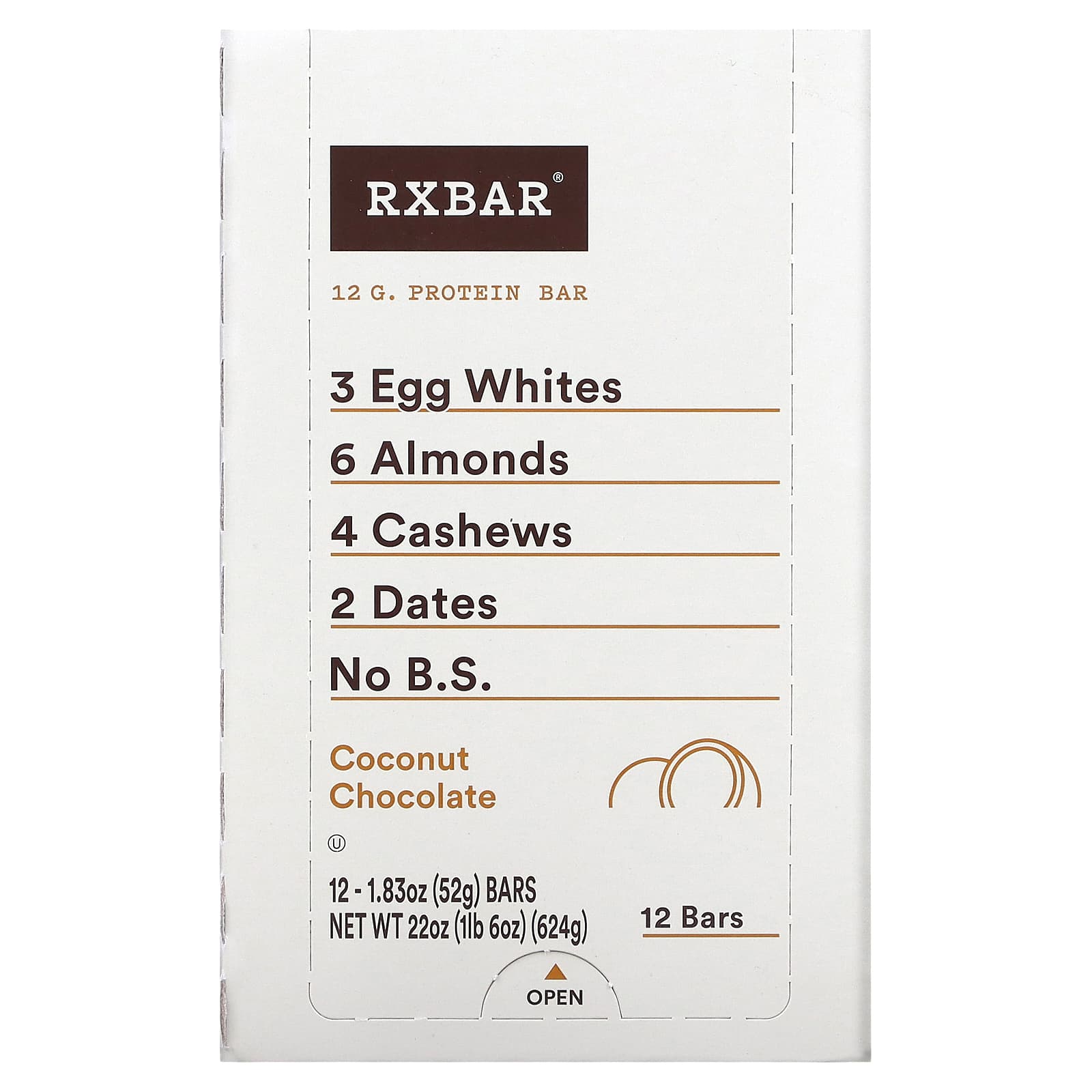 

RXBAR, protein bar, coconut chocolate, 12 bars, 52g (1.83oz) each