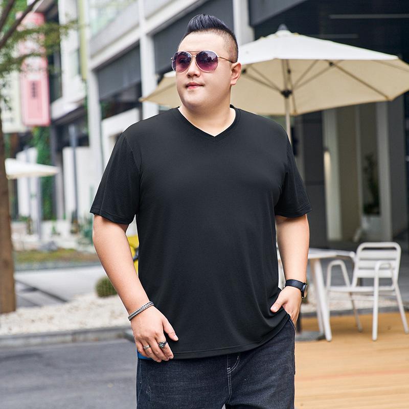 

Летняя мужская футболка с короткими рукавами и v-образным вырезом, однотонная футболка из ледяного шелка больших размеров M