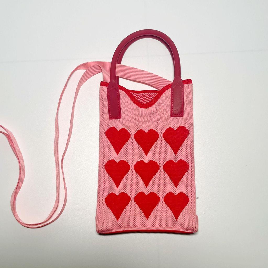 Plaid Cartoon Women's Crossbody Mini Bag: Cute, Lightweight, Knitted Phone Holder for Parent-Child Matching (2024)