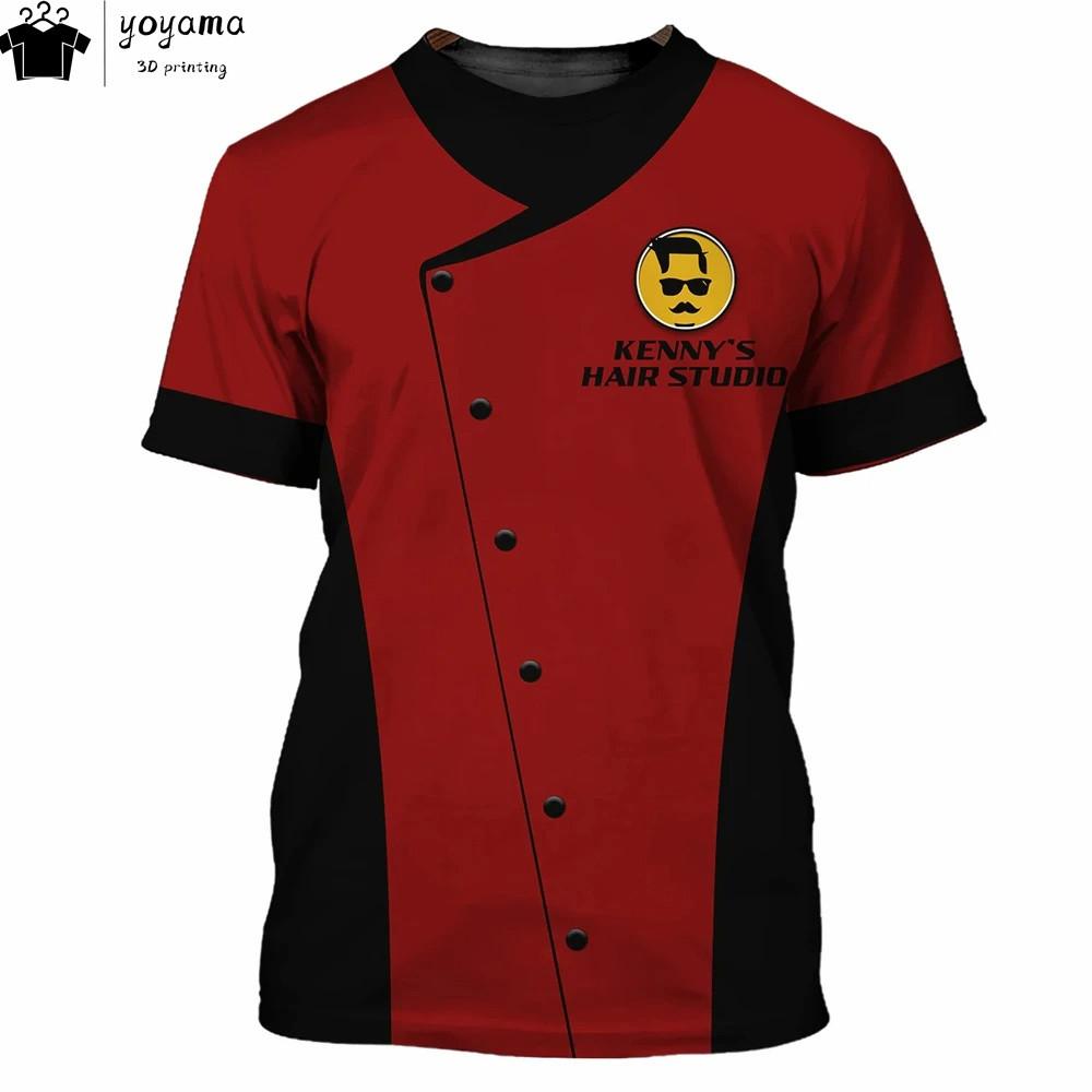 Tricou la modă pentru cămașă pentru bărbați Imprimare 3d Topuri cu mâneci scurte personalizate Haine de lucru pentru frizer Tricou supradimensionat Haine pentru frizer pentru bărbați