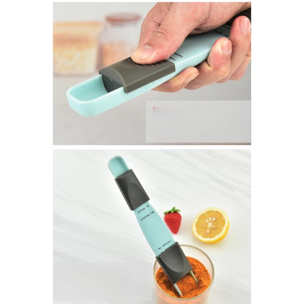 Adjustable Measuring Spoon, Kitchen Measuring Scoop with Ml & Tbsp/tsp Markings, Plastic Baking Measuring Spoons Set