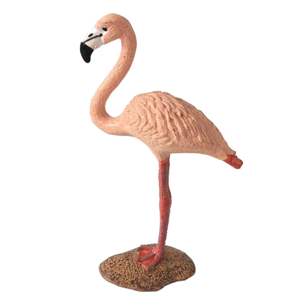 2PCS Miniature Animals Bird Model Figurine Statue Scupltue Toy Pink Flamingo