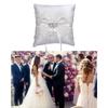 Rings Pillow Western Wedding Props Bowknot Double Heart Rings Cushion Bridal Wedding Rings Holder Engagement Supplies