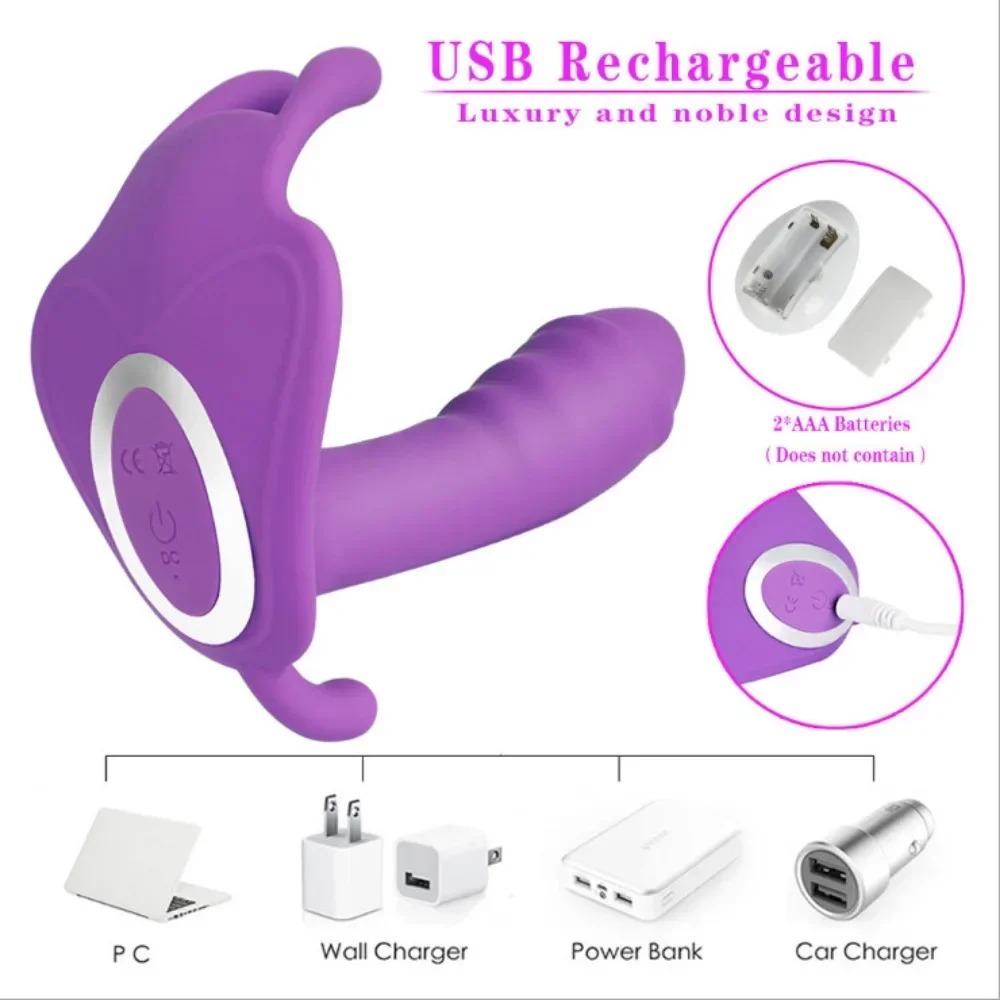 Female Dildo Butterfly Vibrator APP Remote Control Bluetooth Vagina Massager Clitoral/Anal AV Wand Women Clitoris Stimulator 18+