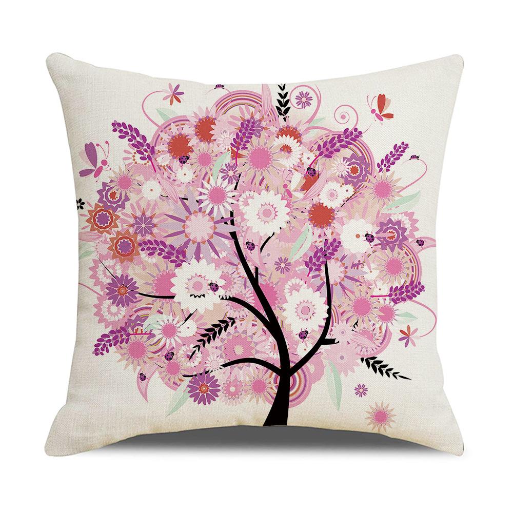 New Household Products Oil Painting Love Tree Linen Pillowcase Gift Sofa Bedroom Cushion Waist Pillowcase