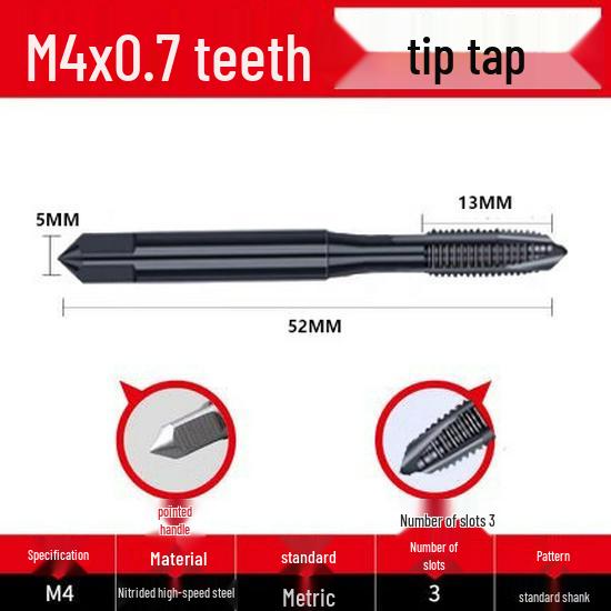 Cobalt Nitride Spiral Tap for Stainless Steel (Drill Bit: M4, M5, M6, M8, M10)