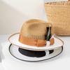 Elegant Raffia Panama Hat With Feather Detail Unisex Foldable Travel Accessory For Beach Party