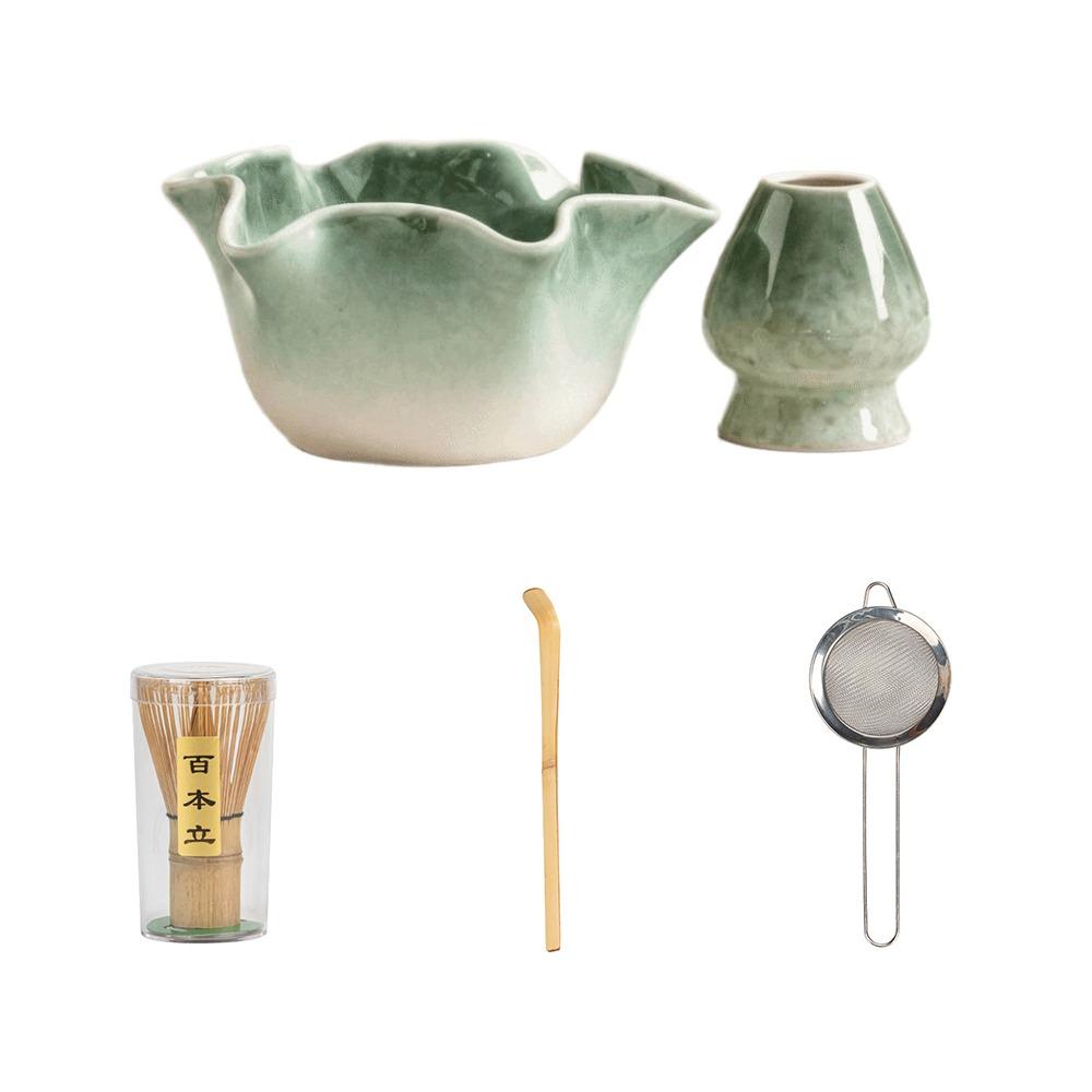 Japanese Style Ceramic Matcha Tool Flower Shaped Matcha Making Kit Matcha Tea Set Matcha Lovers
