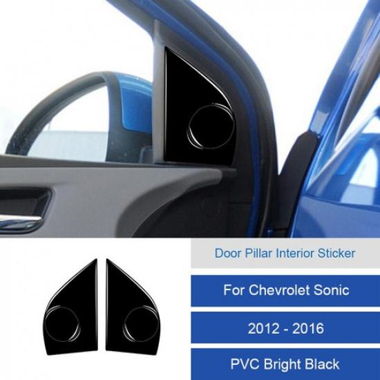 4Pcs Carbon Fiber Interior Door Pillar Cover Trim For Chevrolet Sonic 2012-2016