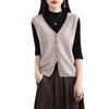 Women's V-Neck Wool Vest, Sleeveless Cardigan Sweater for Spring and Autumn