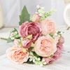 Artificial Flowers Fake Silk Peony Vases Flower Bouquets Home Room Decoration Garden Flower Garlands Wedding Bridal Accessories