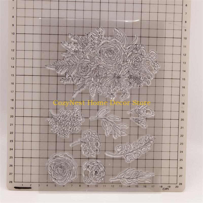 92MF Silicone Seal Stamp Flower Clear Stamps Embossing Photo Journal Album Decoration