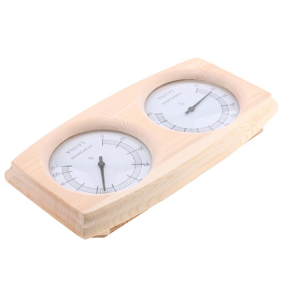 2 in 1 Wooden Sauna Hygrothermograph Sauna Thermometer Household Temperature Humidity Meter for Family for Hotel Sauna Room