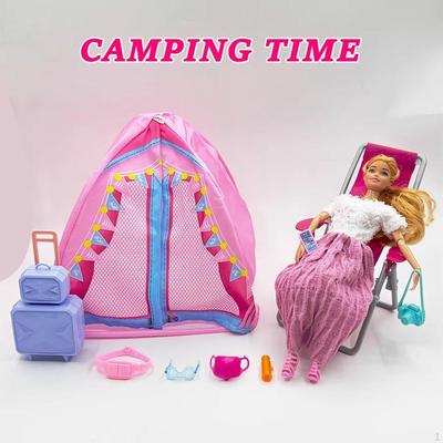 Doll Camping Tent Playset Accessories Lightweight Creative Portable Girl Pretend Play Toy