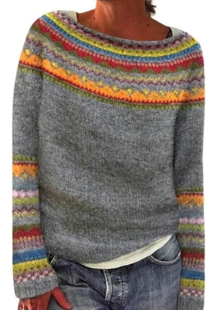 Women's 2026 American Style Color Block Sweater - Trendy Fashion Knitwear
