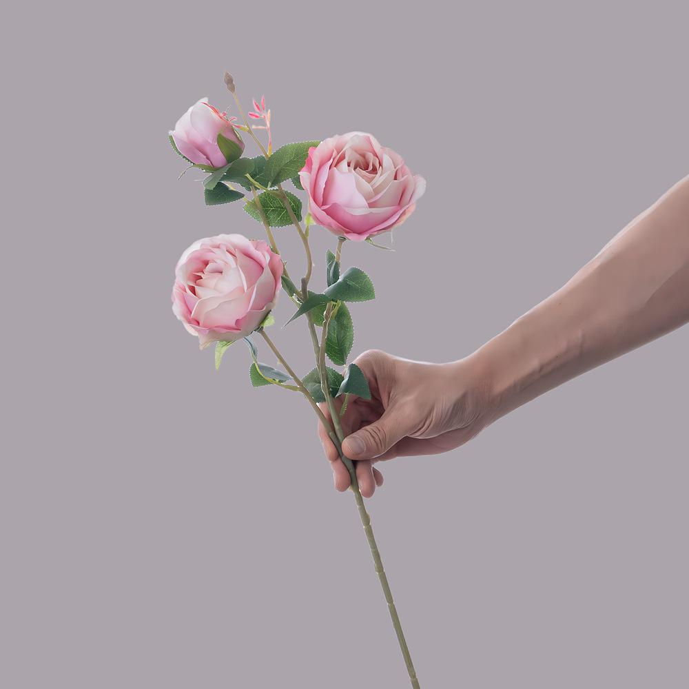 Flowers and Whispers 3-Head Artificial Rose Decoration for Wedding Celebrations, INS Style Home Decor CL64001