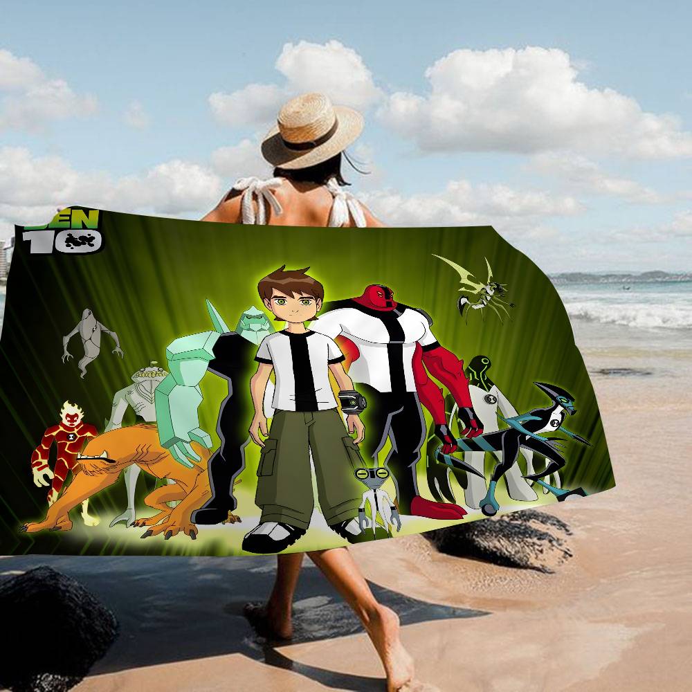 B-ben 10 Classic Microfiber Blanket Quick Drying Beach Towels Oversized Printing Super Absorbent Pool Towel Blanket