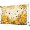 2D Bee Honeycomb Backdrop Yellow Floral Bumblebee Photography Background