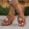 Fashion Women's Flowers Clip-toe Soft Sole Sandals Luxury Rhinestone Anti-slip Flat Sandals Summer Light Comfort Zapatillas De Mujer