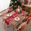 Christmas Table Runner Red Holiday Table Decor Reindeer Snowflakes Pine Trees Festive Dining Room Decoration for Christmas Party