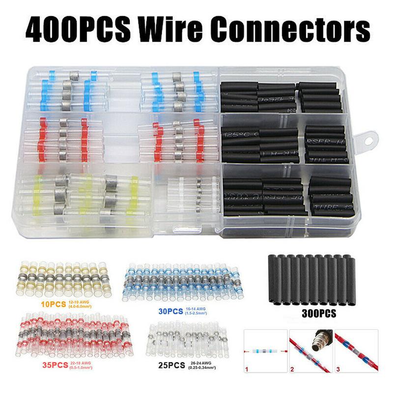 400Pcs Solder Seal Sleeve Heat Shrink Electric Butt Wire Connectors Terminal Kit 400Pcs Solder Seal Sleeve Heat Shrink Electric Butt Wire Connectors Terminal Kit