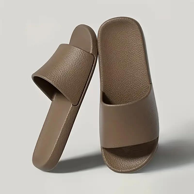 Simple Solid Color Slides, Casual Open Toe Flat Slip On Shoes, Comfortable Indoor Home Bathroom Slides