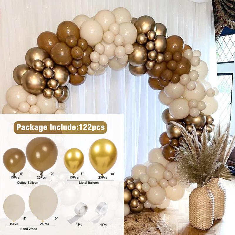 Apricot Coffee Brown Balloons Garland Arch Kit Wedding Birthday Party Decorations Kids Baby Shower Supplies Latex Balloon Globos