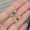 Mini Gold Color CCB Smooth Heart Stud Earrings for Female Punk Temperament New Simple Trend Zircon Wholesale Girl Gift